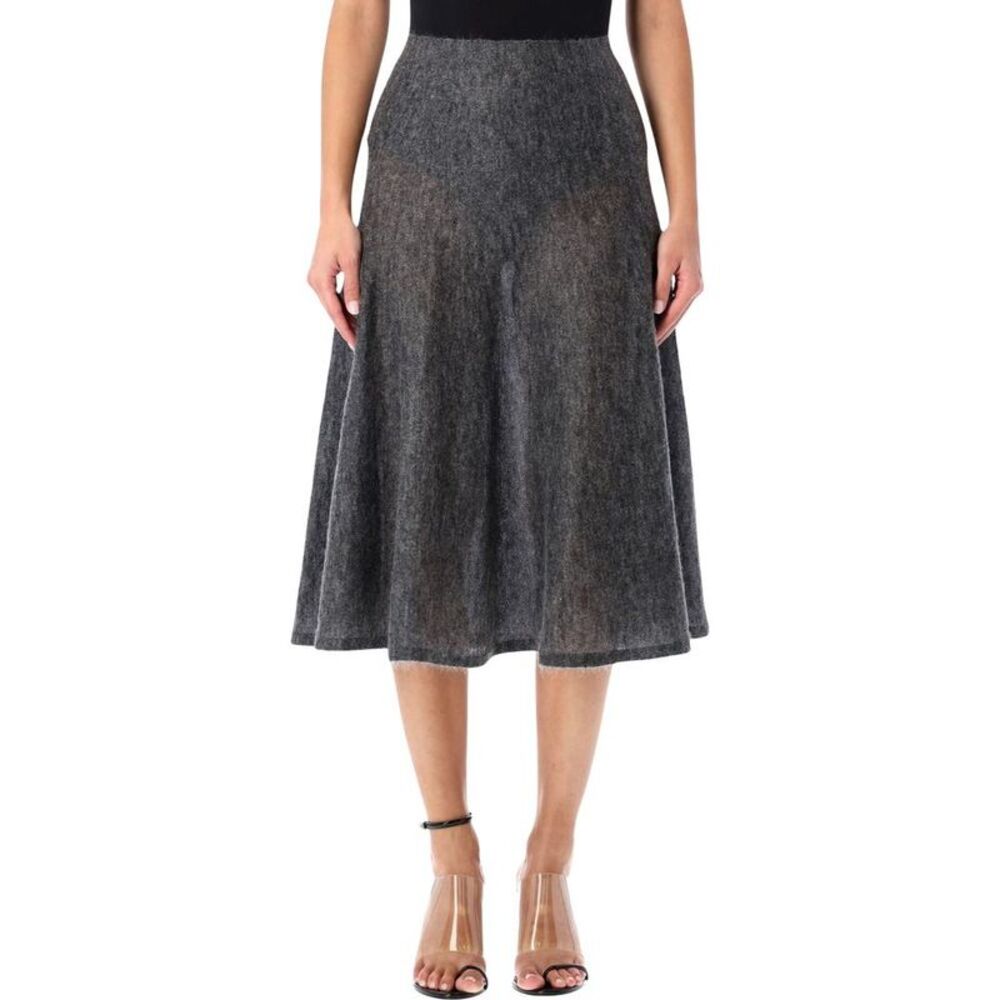 ALAIA Flared Knit Midi Skirt Women GRIS CHINE Skirts